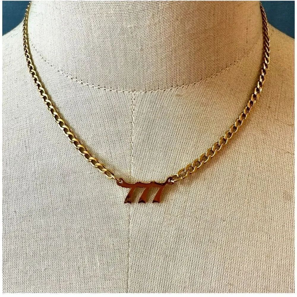 EVRY angel number 777 gold tone necklace